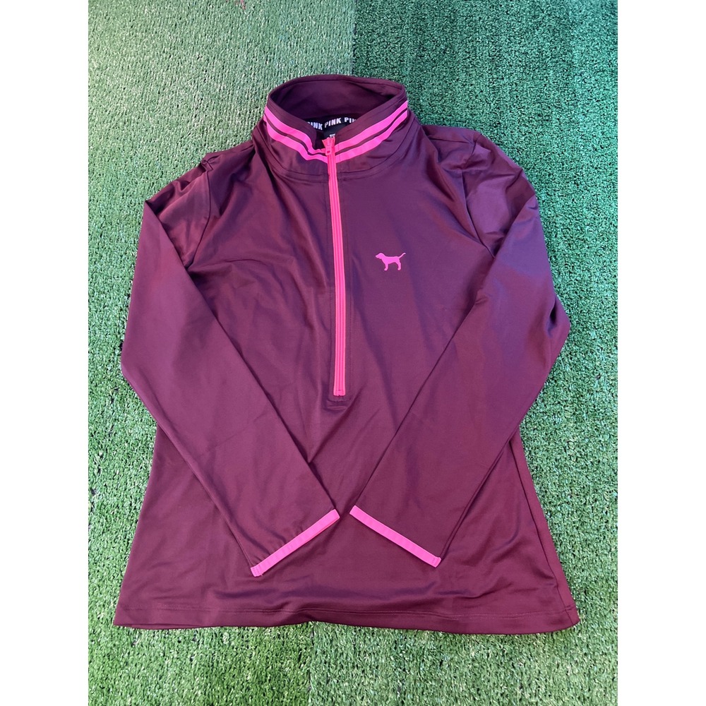 PINK Victoria's Secret Plum Half-Zip Pullover with Pink Accents